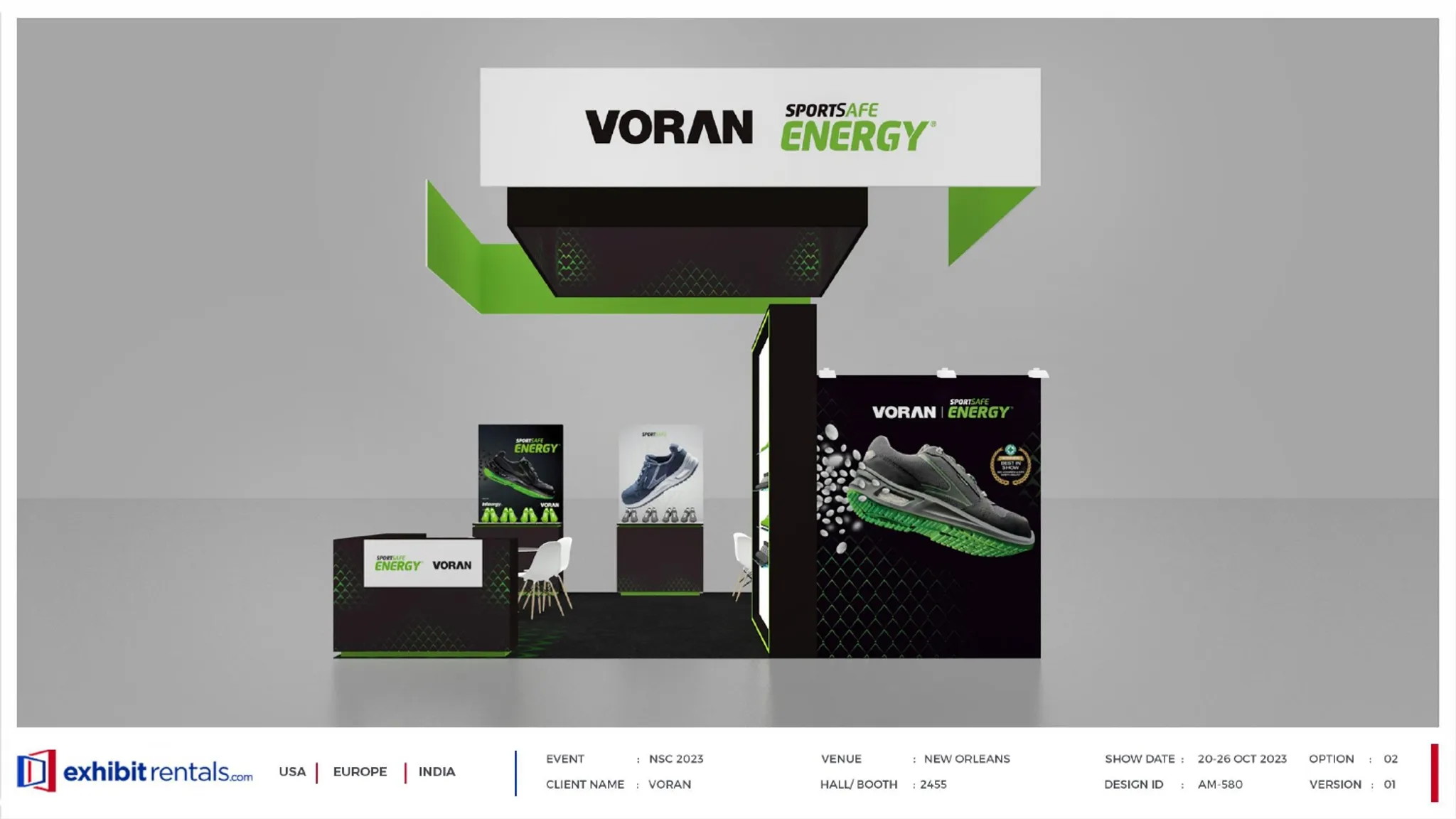 20x20 Peninsula booth design by Exhibit-Rentals